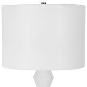 Uttermost Architect Ivory Gloss Glazed and Antique Brass Ceramic Table Lamp With White Linen Shade