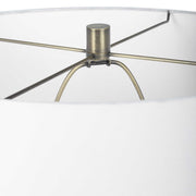 Uttermost Architect Ivory Gloss Glazed and Antique Brass Ceramic Table Lamp With White Linen Shade