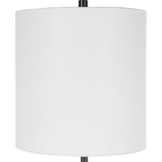 Uttermost Alliance White Marble and Black Iron Buffet Lamp With Linen Drum Shade