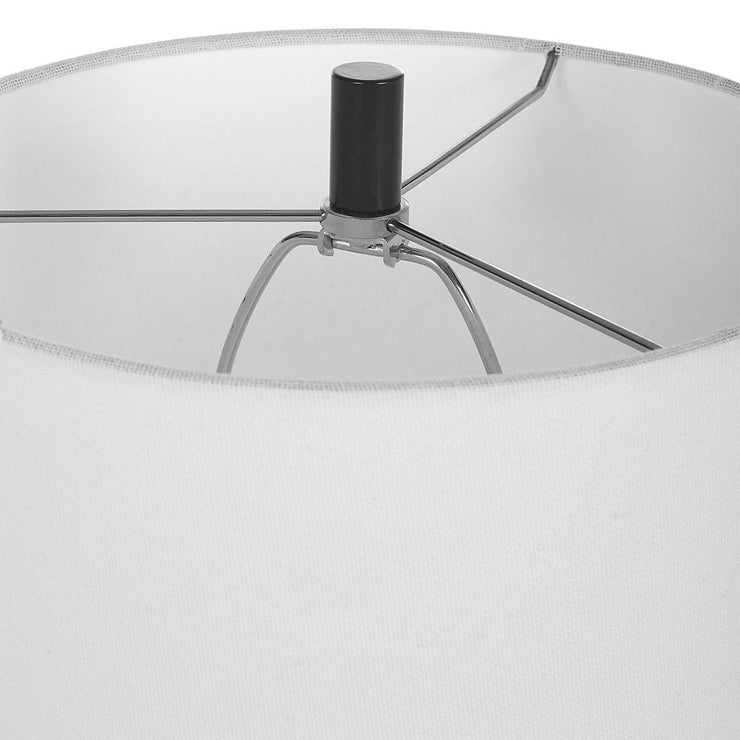 Uttermost Alliance White Marble and Black Iron Buffet Lamp With Linen Drum Shade