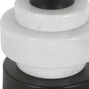 Uttermost Alliance White Marble and Black Iron Buffet Lamp With Linen Drum Shade