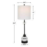 Uttermost Alliance White Marble and Black Iron Buffet Lamp With Linen Drum Shade