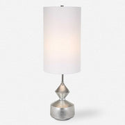 Uttermost Vial Silver Leaf and Polished Nickel Buffet Lamp With White Linen Shade