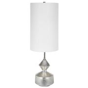 Uttermost Vial Silver Leaf and Polished Nickel Buffet Lamp With White Linen Shade