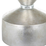 Uttermost Vial Silver Leaf and Polished Nickel Buffet Lamp With White Linen Shade