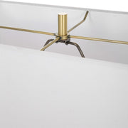 Uttermost Songbirds Brushed Brass and Marble Table Lamp With White Linen Shade