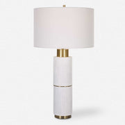 Uttermost Ruse White and Brushed Brass Table Lamp With Linen Shade
