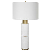 Uttermost Ruse White and Brushed Brass Table Lamp With Linen Shade
