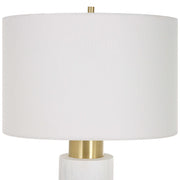 Uttermost Ruse White and Brushed Brass Table Lamp With Linen Shade