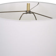 Uttermost Ruse White and Brushed Brass Table Lamp With Linen Shade