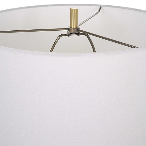 Uttermost Ruse White and Brushed Brass Table Lamp With Linen Shade