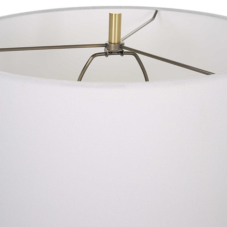 Uttermost Ruse White and Brushed Brass Table Lamp With Linen Shade