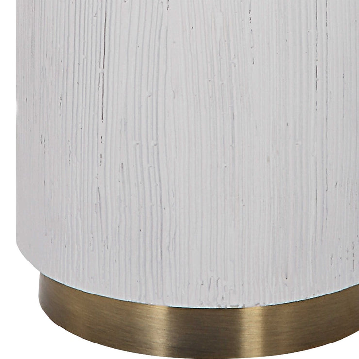 Uttermost Ruse White and Brushed Brass Table Lamp With Linen Shade