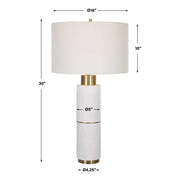 Uttermost Ruse White and Brushed Brass Table Lamp With Linen Shade