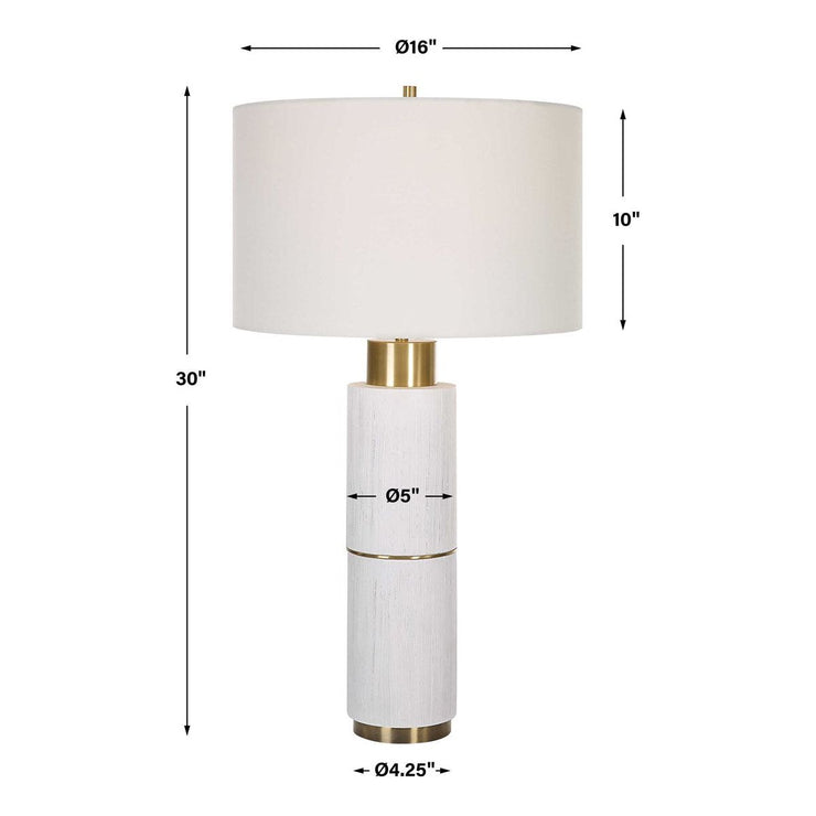 Uttermost Ruse White and Brushed Brass Table Lamp With Linen Shade