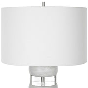 Uttermost Band Together Bleached Wood and Crystal Table Lamp With White Drum Shade