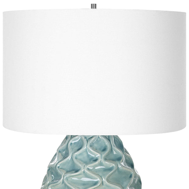 Uttermost Laced Up Foam Gloss Glazed Ceramic Table Lamp With White Linen Shade
