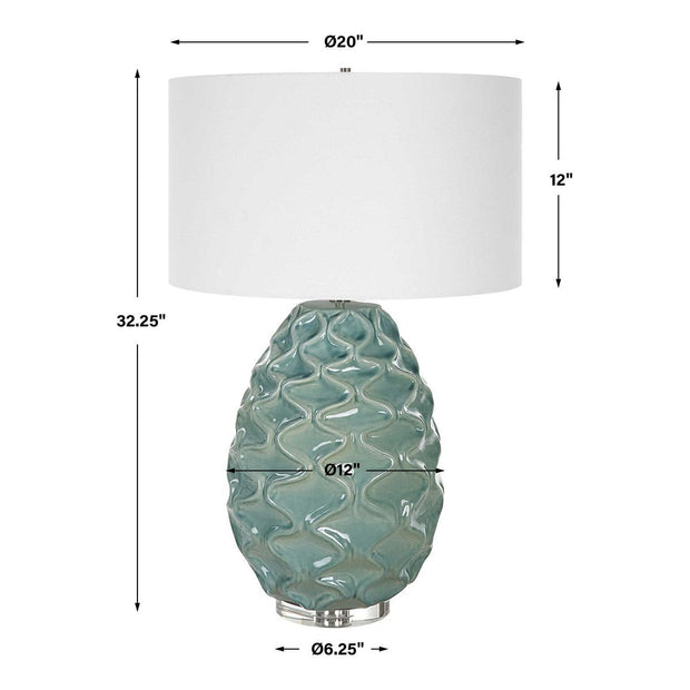 Uttermost Laced Up Foam Gloss Glazed Ceramic Table Lamp With White Linen Shade