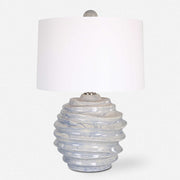 Uttermost Waves Blue and White Ceramic Accent Lamp With White Shade