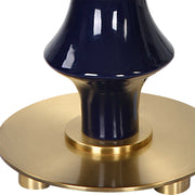 Uttermost Coil Cobalt Glazed Ceramic Table Lamp With White Linen Shade