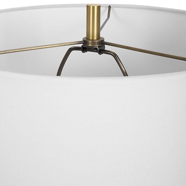 Uttermost Coil Cobalt Glazed Ceramic Table Lamp With White Linen Shade