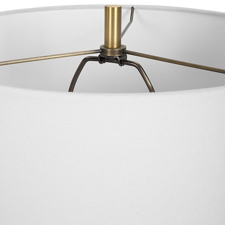Uttermost Coil Cobalt Glazed Ceramic Table Lamp With White Linen Shade