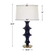 Uttermost Coil Cobalt Glazed Ceramic Table Lamp With White Linen Shade