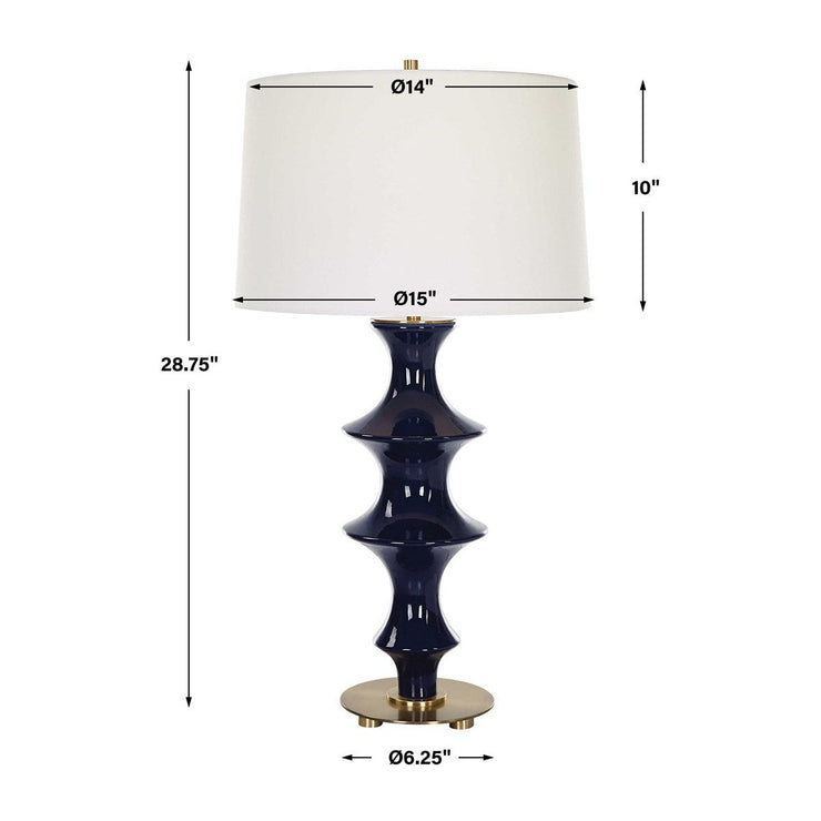 Uttermost Coil Cobalt Glazed Ceramic Table Lamp With White Linen Shade