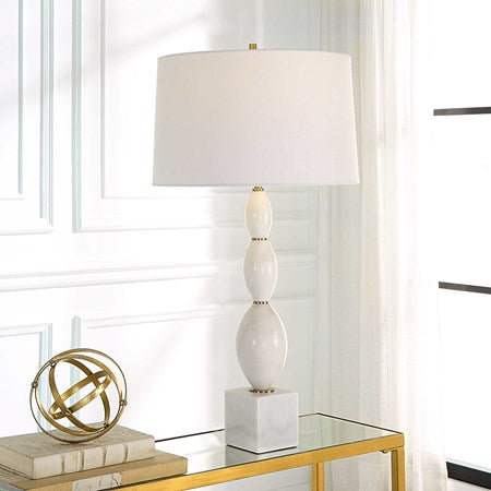Uttermost Regalia White Marble Table Lamp With Linen Shade