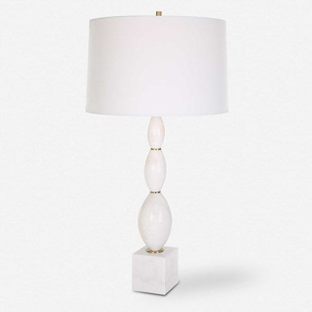 Uttermost Regalia White Marble Table Lamp With Linen Shade
