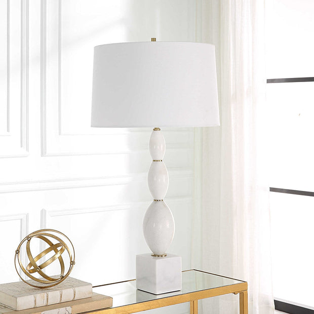 Uttermost Regalia White Marble Table Lamp With Linen Shade