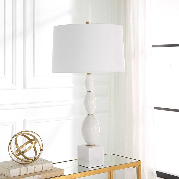 Uttermost Regalia White Marble Table Lamp With Linen Shade