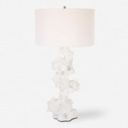 Uttermost Remnant White Stone Table Lamp With Linen Shade