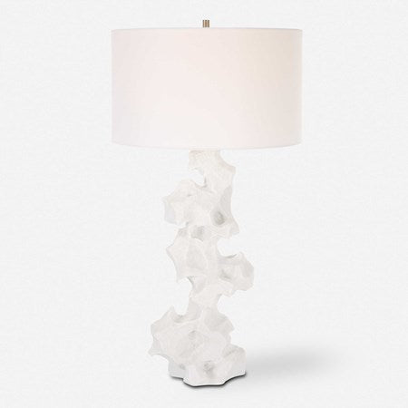 Uttermost Remnant White Stone Table Lamp With Linen Shade