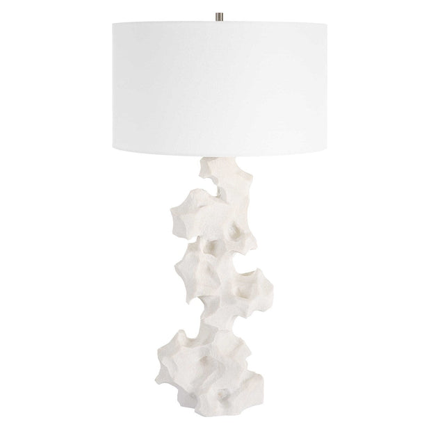 Uttermost Remnant White Stone Table Lamp With Linen Shade