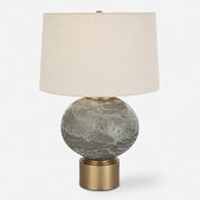 Uttermost Lunia Smoky Gray Glass Table Lamp With Oatmeal Linen Shade