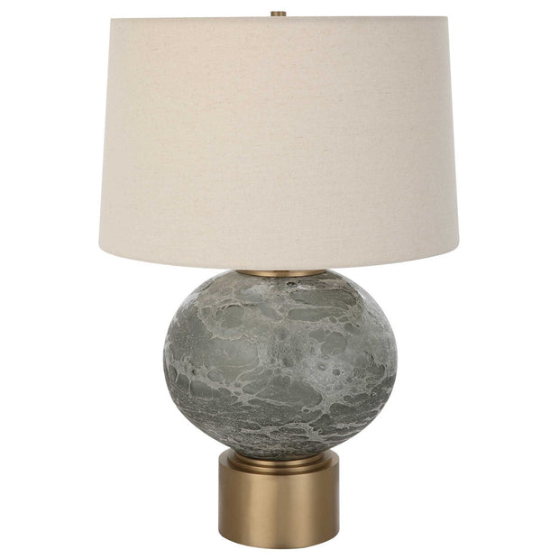 Uttermost Lunia Smoky Gray Glass Table Lamp With Oatmeal Linen Shade