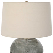 Uttermost Lunia Smoky Gray Glass Table Lamp With Oatmeal Linen Shade