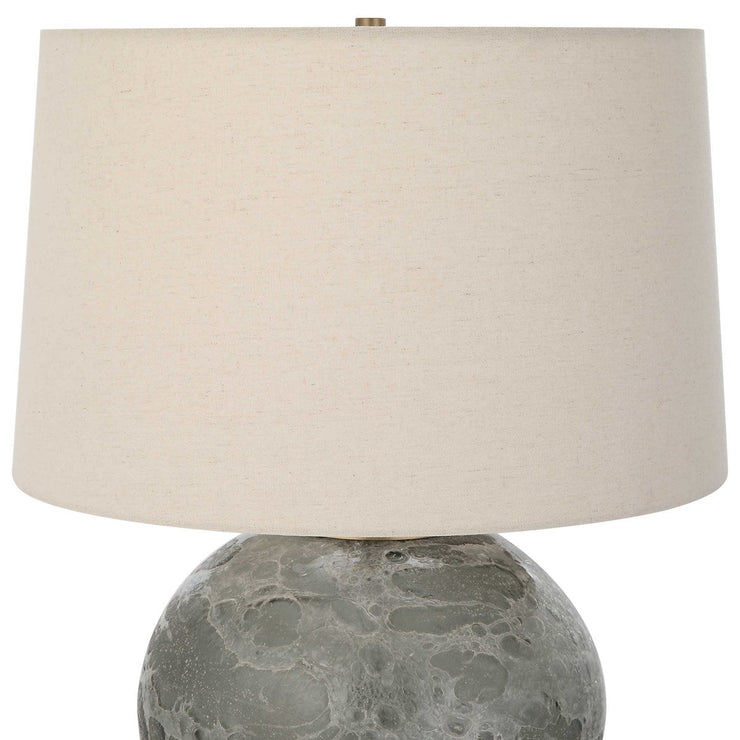 Uttermost Lunia Smoky Gray Glass Table Lamp With Oatmeal Linen Shade