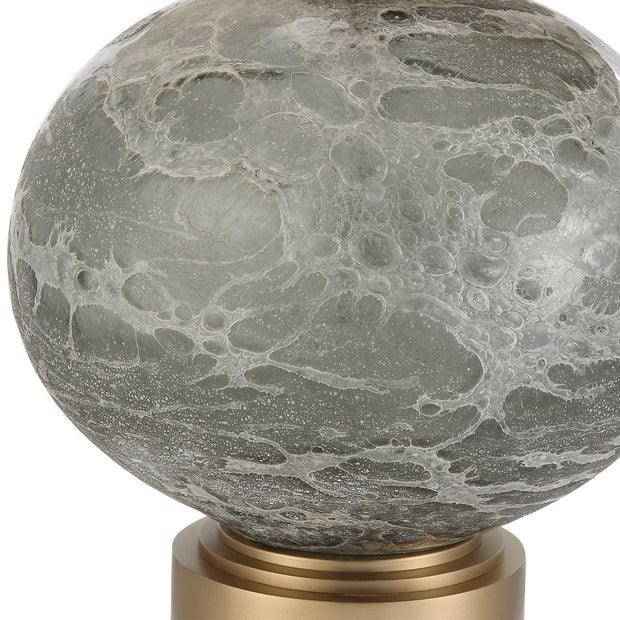 Uttermost Lunia Smoky Gray Glass Table Lamp With Oatmeal Linen Shade