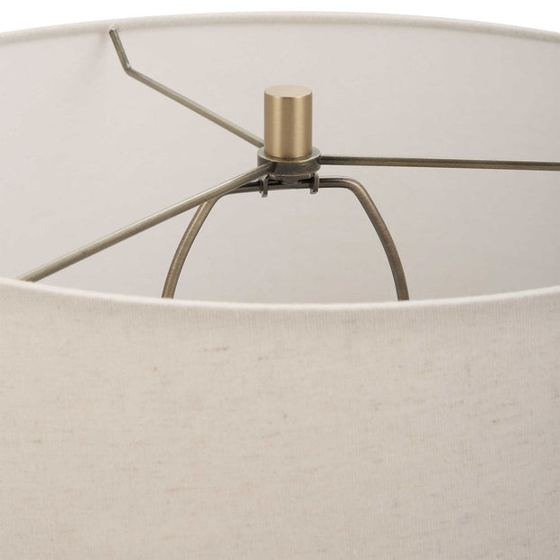 Uttermost Lunia Smoky Gray Glass Table Lamp With Oatmeal Linen Shade