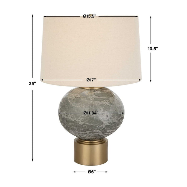 Uttermost Lunia Smoky Gray Glass Table Lamp With Oatmeal Linen Shade