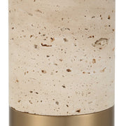 Uttermost Gravitas Ivory Stone and Brushed Brass Table Lamp With Beige Linen Shade