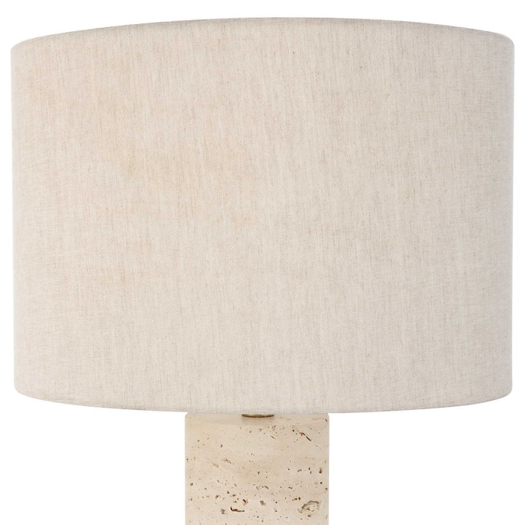 Uttermost Gravitas Ivory Stone and Brushed Brass Table Lamp With Beige Linen Shade