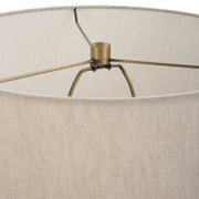 Uttermost Gravitas Ivory Stone and Brushed Brass Table Lamp With Beige Linen Shade