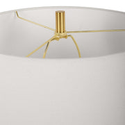 Uttermost Three Rings Alabaster Disk and Brushed Brass Table Lamp With White Linen Shade