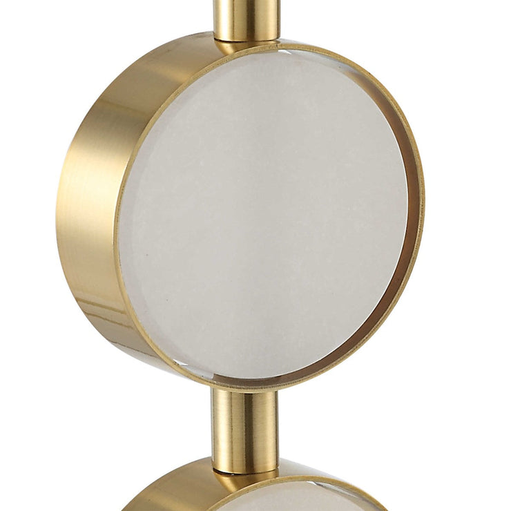 Uttermost Three Rings Alabaster Disk and Brushed Brass Table Lamp With White Linen Shade