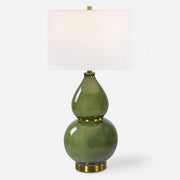 Uttermost Gourd Moss Green Ceramic Table Lamp With White Linen Shade