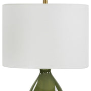 Uttermost Gourd Moss Green Ceramic Table Lamp With White Linen Shade