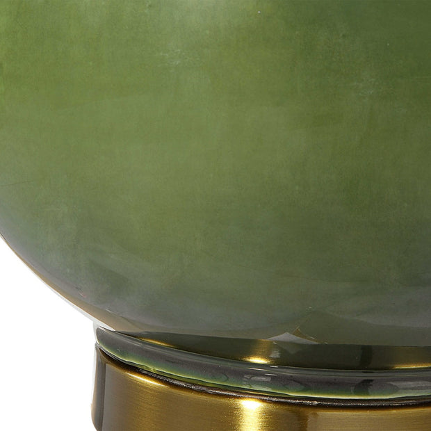 Uttermost Gourd Moss Green Ceramic Table Lamp With White Linen Shade